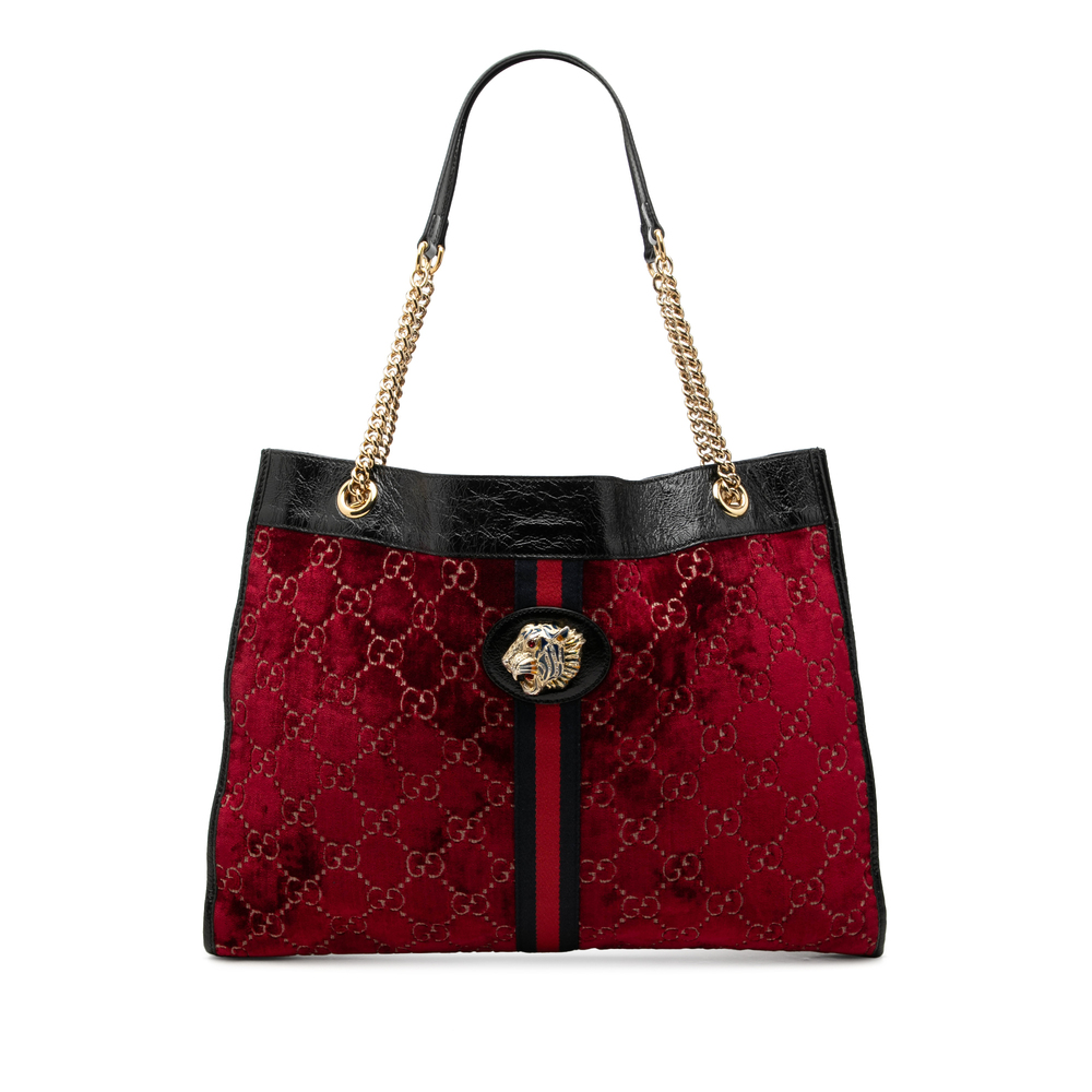 Pre-Loved Gucci Large GG Velvet Web Rajah Tote